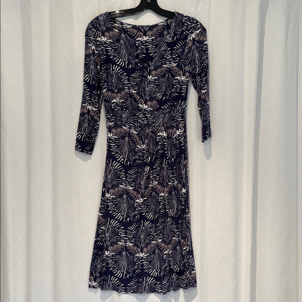 Navy and White Patterned Dress